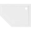 Dušo padėklas Mexen Flow Slim, penkiakampis, dešininis, 90 x 80 cm, Baltas gloss