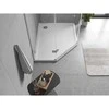 Dušo padėklas Mexen Flow Slim, penkiakampis, dešininis, 100 x 90 cm, Baltas gloss