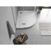 Dušo padėklas Mexen Flow Slim, pusapvalis asimetrinis, dešininis, 100 x 80 cm, Baltas gloss