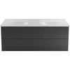 Dviguba spintelė Besco Akya Classic 131 cm su praustuvu ir klik-klak, Gun Metal glossy/Baltas glossy+Chrome