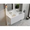 Dviguba spintelė Besco Akya Linea 131 cm su praustuvu ir klik-klak, Baltas matt/Baltas glossy+Chrome