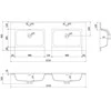 Dvigubas praustuvas Mexen Otis, 121 x 46,5 cm, Baltas glossy