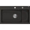 Granitinė virtuvinė plautuvė Mexen Omar su sifonu, Metallic juodas/auksinis+Chrome, 800 x 480 mm