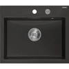 Granitinė virtuvinė plautuvė Mexen Oscar su sifonu, Metallic juodas/auksinis+Chrome, 580 x 490 mm