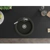 Granitinė virtuvinė plautuvė Mexen Diego su maišytuvu ir sifonu, Metallic juodas/auksinis+Juodas/Chrome