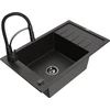 Granitinė virtuvinė plautuvė Mexen Elias su maišytuvu ir sifonu, Metallic juodas/auksinis+Juodas