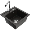 Granitinė virtuvinė plautuvė Mexen Vito su maišytuvu ir sifonu, Metallic juodas/auksinis+Chrome
