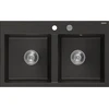 Granitinė virtuvinė plautuvė Mexen Hektor su sifonu, Metallic juodas/auksinis+Chrome, 800 x 480 mm