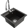 Granitinė virtuvinė plautuvė Mexen Vito su maišytuvu ir sifonu, Metallic juodas/auksinis+Chrome