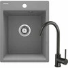 Granitinė virtuvinė plautuvė Deante Corio su maišytuvu, ZRCBS103, Metallic pilkas+Juodas