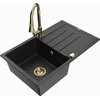 Granitinė virtuvinė plautuvė Mexen Bruno su maišytuvu ir sifonu, Metallic juodas/auksinis+Gold