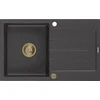 Granitinė virtuvinė plautuvė Mexen Bruno su sifonu, Juodas granite+Gold, 795 x 495 mm