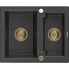 Granitinė virtuvinė plautuvė Mexen Carlos su sifonu, Juodas granite+Gold, 582 x 475 mm
