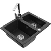 Granitinė virtuvinė plautuvė Mexen Carlos su maišytuvu ir sifonu, Metallic juodas/sidabrinis+Chrome