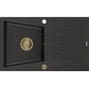 Granitinė virtuvinė plautuvė Mexen Cesar su sifonu, Metallic juodas/auksinis+Gold, 775 x 470 mm