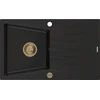 Granitinė virtuvinė plautuvė Mexen Cesar su sifonu, Juodas+Gold, 775 x 470 mm