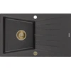 Granitinė virtuvinė plautuvė Mexen Cesar su sifonu, Juodas granite+Gold, 775 x 470 mm