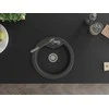 Granitinė virtuvinė plautuvė Mexen Diego su maišytuvu ir sifonu, Juodas granite+Juodas granite/Chrome
