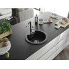 Granitinė virtuvinė plautuvė Mexen Diego su maišytuvu ir sifonu, Metallic juodas/sidabrinis+Juodas/Chrome