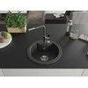 Granitinė virtuvinė plautuvė Mexen Diego su maišytuvu ir sifonu, Juodas granite+Juodas granite/Chrome
