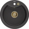 Granitinė virtuvinė plautuvė Mexen Diego su sifonu, Juodas granite+Gold, 488 x 480 mm