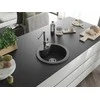 Granitinė virtuvinė plautuvė Mexen Diego su maišytuvu ir sifonu, Juodas granite+Chrome