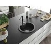 Granitinė virtuvinė plautuvė Mexen Diego su maišytuvu ir sifonu, Juodas granite+Juodas/Chrome