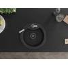 Granitinė virtuvinė plautuvė Mexen Diego su maišytuvu ir sifonu, Metallic juodas/sidabrinis+Juodas/Chrome