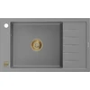 Granitinė virtuvinė plautuvė Mexen Elias su sifonu, Pilkas+Gold, 795 x 480 mm