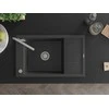 Granitinė virtuvinė plautuvė Mexen Elias su maišytuvu ir sifonu, Juodas granite+Chrome