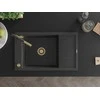 Granitinė virtuvinė plautuvė Mexen Elias su maišytuvu ir sifonu, Juodas granite+Juodas granite/Gold