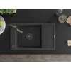 Granitinė virtuvinė plautuvė Mexen Elias su maišytuvu ir sifonu, Juodas granite+Juodas granite/Chrome