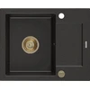 Granitinė virtuvinė plautuvė Mexen Enzo su sifonu, Metallic juodas/auksinis+Gold, 576 x 465 mm