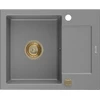 Granitinė virtuvinė plautuvė Mexen Enzo su sifonu, Pilkas+Gold, 576 x 465 mm
