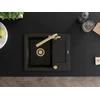 Granitinė virtuvinė plautuvė Mexen Enzo su maišytuvu ir sifonu, Metallic juodas/auksinis+Gold