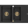 Granitinė virtuvinė plautuvė Mexen Gaspar su sifonu, Metallic juodas/sidabrinis+Gold, 737 x 475 mm