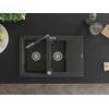 Granitinė virtuvinė plautuvė Mexen Gaspar su maišytuvu ir sifonu, Juodas granite+Juodas granite/Chrome
