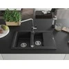 Granitinė virtuvinė plautuvė Mexen Gaspar su maišytuvu ir sifonu, Metallic juodas/sidabrinis+Chrome