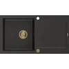 Granitinė virtuvinė plautuvė Mexen Leo su sifonu, Metallic juodas/auksinis+Gold, 900 x 500 mm