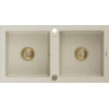 Granitinė virtuvinė plautuvė Mexen Mario su sifonu, rusvai gelsvas+Gold, 820 x 436 mm