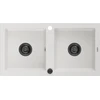 Granitinė virtuvinė plautuvė Mexen Mario su sifonu, Baltas+Juodas, 820 x 436 mm