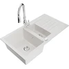 Granitinė virtuvinė plautuvė Mexen Matias su maišytuvu ir sifonu, Baltas+Chrome