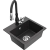 Granitinė virtuvinė plautuvė Mexen Milo su maišytuvu ir sifonu, Juodas granite+Juodas