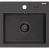 Granitinė virtuvinė plautuvė Mexen Milo su sifonu, Juodas granite+Juodas, 435 x 410 mm