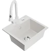 Granitinė virtuvinė plautuvė Mexen Milo su maišytuvu ir sifonu, Baltas