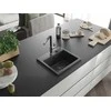 Granitinė virtuvinė plautuvė Mexen Milo su maišytuvu ir sifonu, Juodas granite+Juodas/Chrome