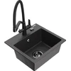 Granitinė virtuvinė plautuvė Mexen Milo su maišytuvu ir sifonu, Juodas granite+Juodas