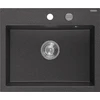 Granitinė virtuvinė plautuvė Mexen Oscar su sifonu, Juodas granite+Chrome, 580 x 490 mm
