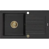 Granitinė virtuvinė plautuvė Mexen Pablo su sifonu, Metallic juodas/sidabrinis+Gold, 752 x 436 mm