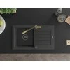 Granitinė virtuvinė plautuvė Mexen Pablo su maišytuvu ir sifonu, Juodas granite+Juodas granite/Gold